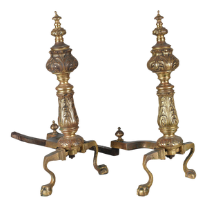 Continental Cast Bronze Chenets or Andirons