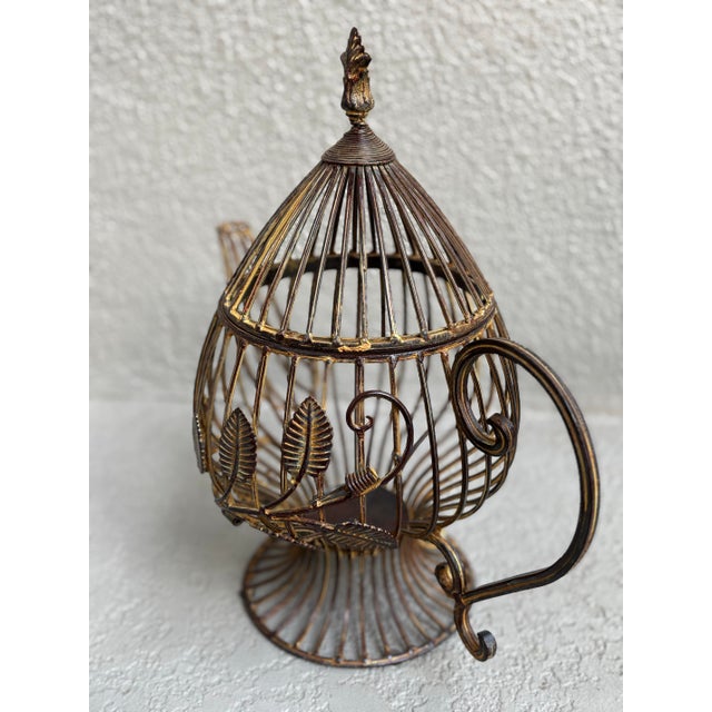 Large Decorative Metal Teapot With Leaf Motifs For Sale - Image 9 of 12
