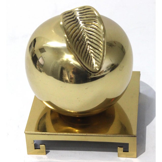 Brass Apple Paper Weight on a Brass Platform For Sale In Miami - Image 6 of 9