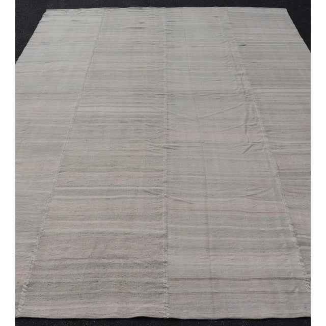 Vintage Turkish Kilim With Soft Gray, Sage, and Faded Rose Panel Design For Sale - Image 9 of 12