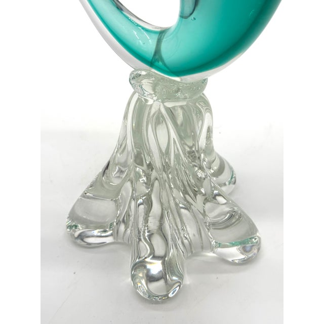 Aqua Vintage 1960s Murano Art Glass Large Swordfish Sculpture Clear & Aqua Blue Large and Stunning For Sale - Image 8 of 9