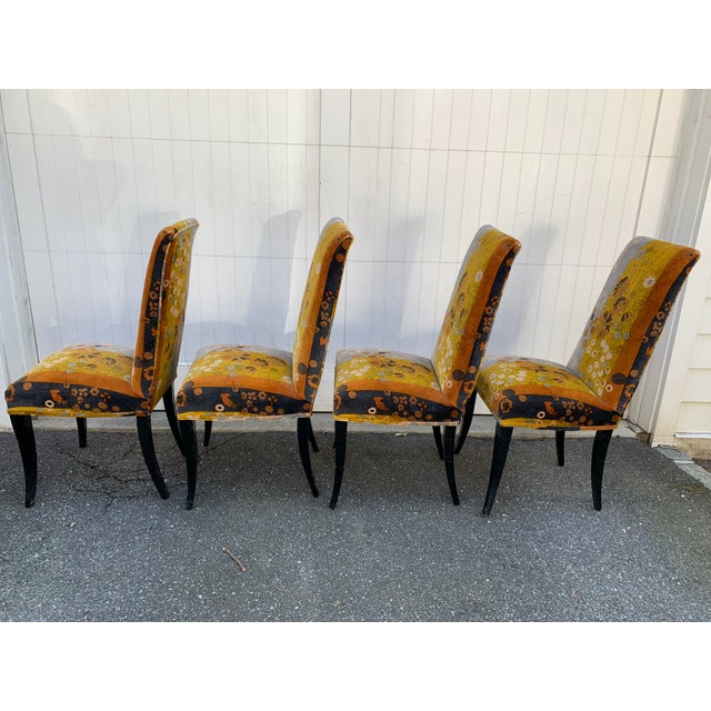 Jack Lenor Larsen Jack Lenor Larsen "Primavera Velvet" Dining Chairs - Set of 4 For Sale - Image 4 of 12