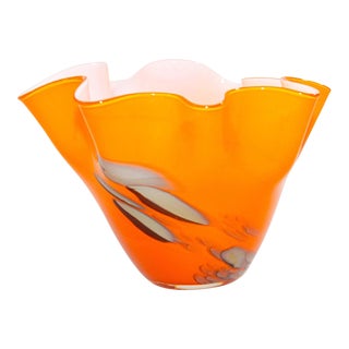 Mid 20th Century Murano Venetian Fulvio Bianconi Freeform Vase Orange For Sale