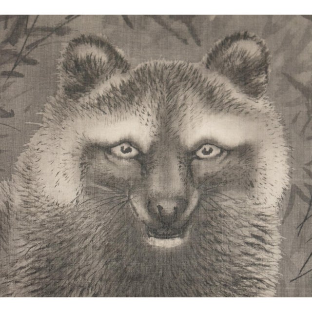 "Raccoons and the Moon", Taisho to Early Showa Era Japanese Ink Scroll Painting For Sale - Image 9 of 18