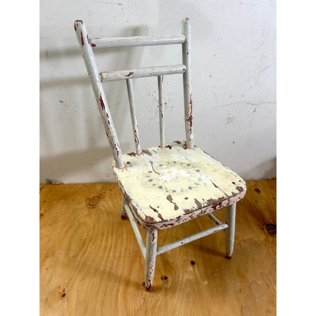 Farmhouse Antique 1890s Rustic Farmhouse Child’s Chair For Sale - Image 3 of 12