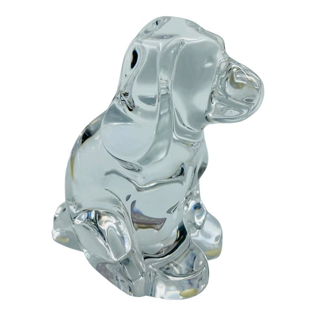 Vintage Solid Crystal Orrefors Puppy Figurine For Sale
