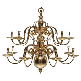 17th Century Dutch Brass Chandelier Candleholder For Sale