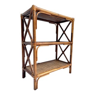 1960's Vintage Bamboo and Rattan Bookcase Shelves For Sale