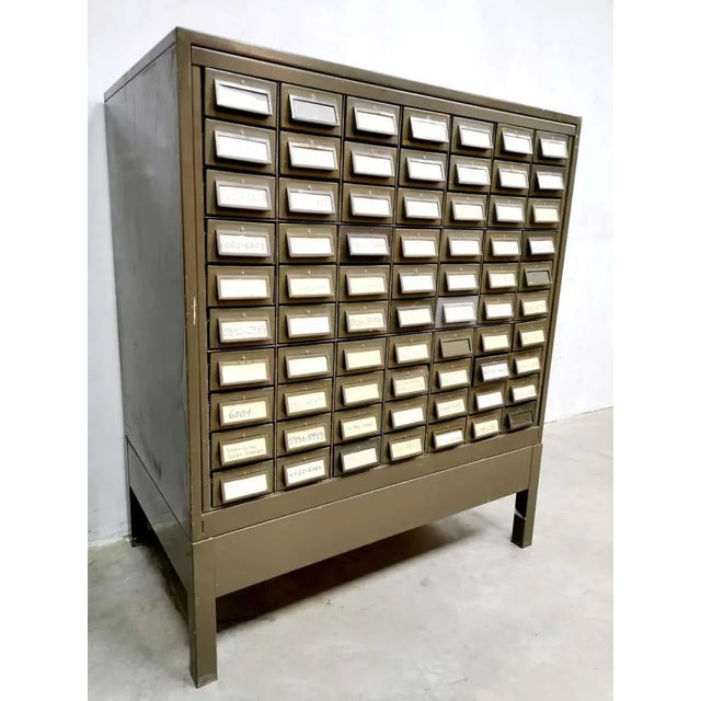 Vintage American Industrial Metal File Cabinet For Sale - Image 4 of 6