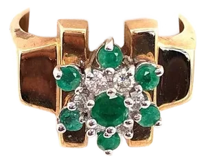 14 Karat Yellow Gold Cameo Cryptophrase Stone Ring, Size 6.5