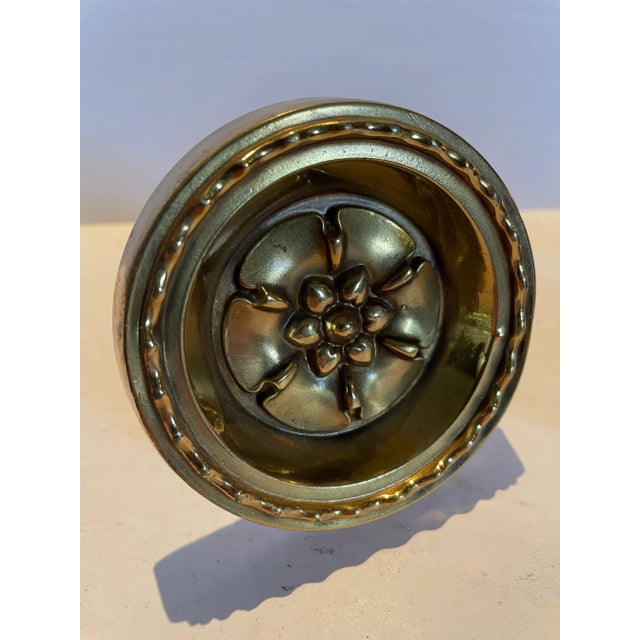 Metal Pair of Antique Brass Curtain Tiebacks For Sale - Image 7 of 7