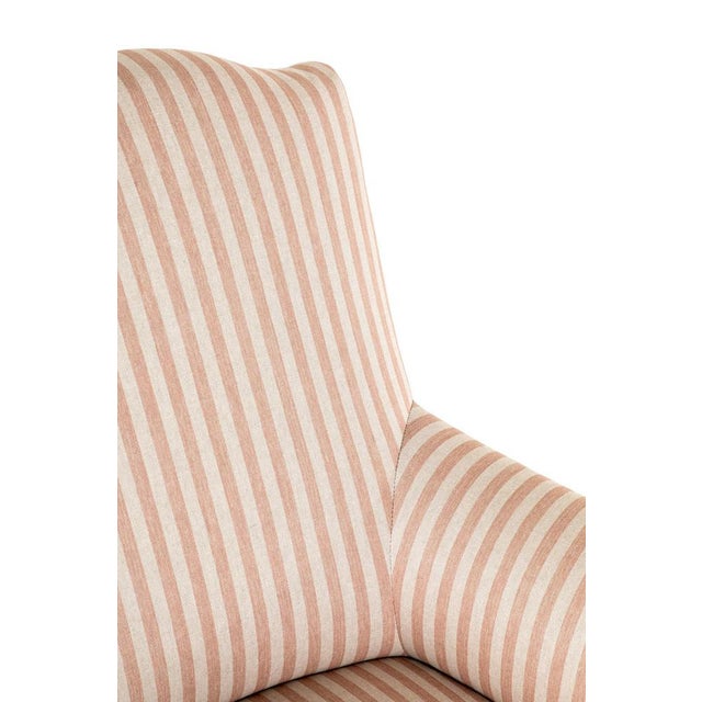 French Pink Striped Linen Armchair For Sale - Image 9 of 13