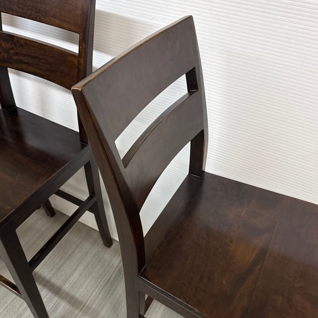 Wood Crate & Barrel Basque Bar Stools, Pair For Sale - Image 7 of 12