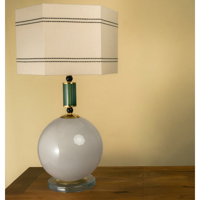Murano Glass Table Lamps with Grey Globes, 1980s, Set of 2 For Sale - Image 6 of 6