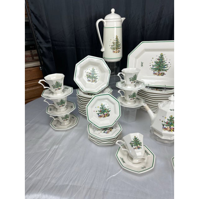 Vintage 1990s Nikko Christmastime 77-Piece Fine Ironstone Dinnerware & Serving Set - Service for 12 For Sale In Phoenix - Image 6 of 13