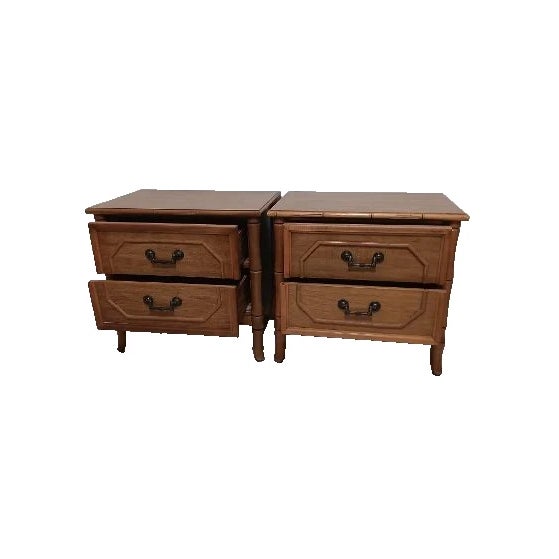 1980s Broyhill Hollywood Regency Nightstand 2 Drawer Set of 2 For Sale - Image 10 of 12
