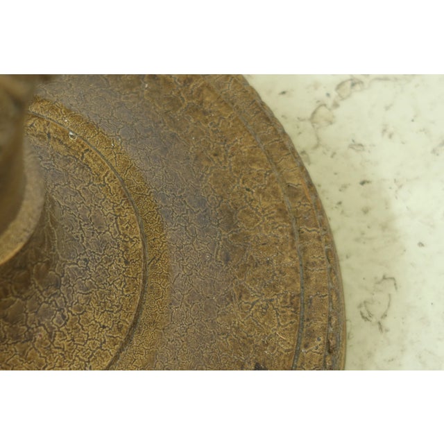 1990s French Style Metal Torch Lamp W. Frosted Shade For Sale - Image 5 of 6