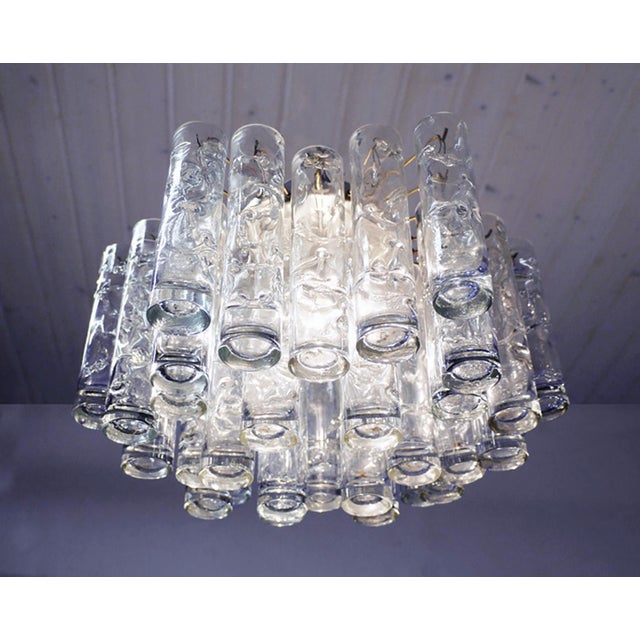 Gold German Lava Flush Mount in Murano Glass Tubes and Brass from Doria Leuchten, 1960 For Sale - Image 8 of 12