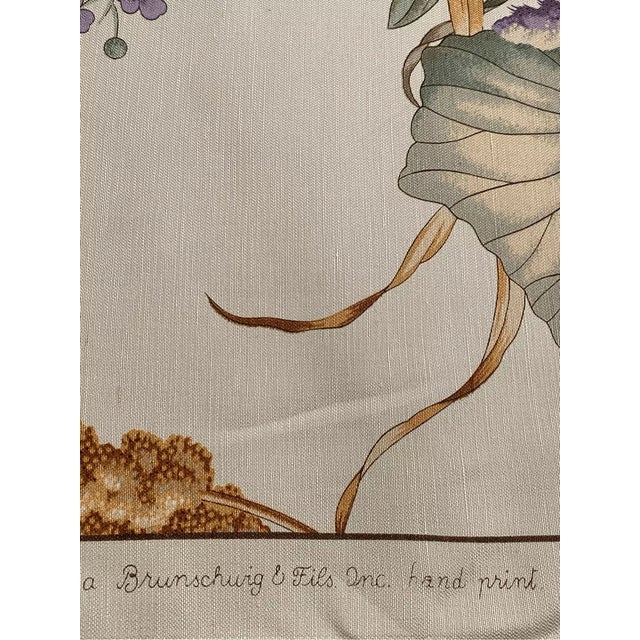 1950s Brunschwig & Fils Fabric Imperial Lotus Hand Print Colonial American Patriot- 4 Yards For Sale - Image 5 of 6