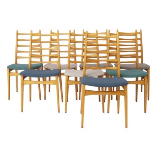 Vintage German Dining Chairs in Beech, 1970s, Set of 8 For Sale