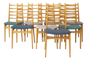 Vintage German Dining Chairs in Beech, 1970s, Set of 8