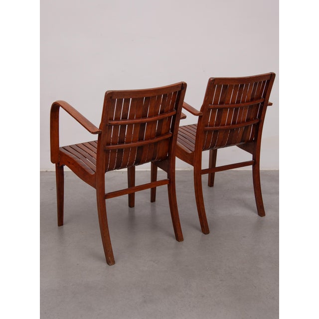 Art Nouveau Slatted Armchair attributed to Thonet, 1910 For Sale - Image 9 of 16