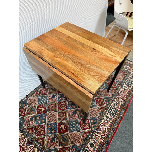 Brown West Elm Box Frame Drop Leaf Dining Table For Sale - Image 8 of 12