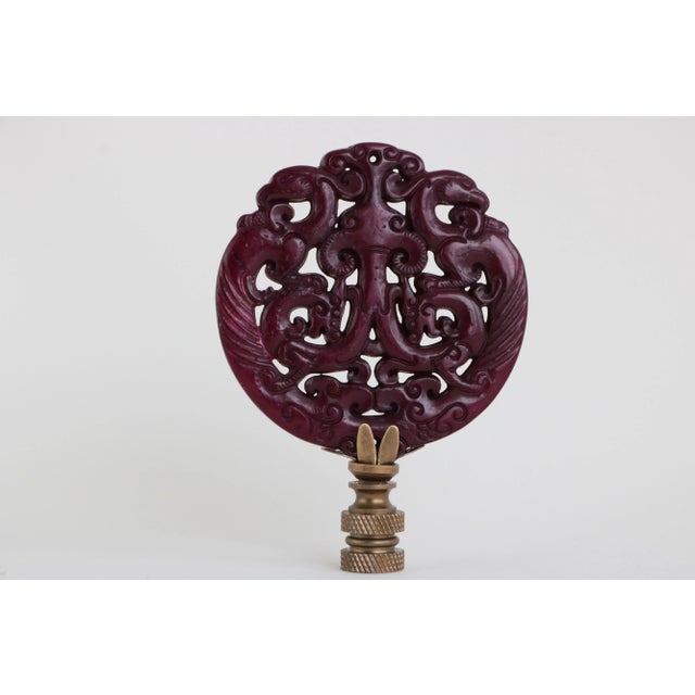 Plum Carved Stone Lamp Finial For Sale - Image 4 of 4