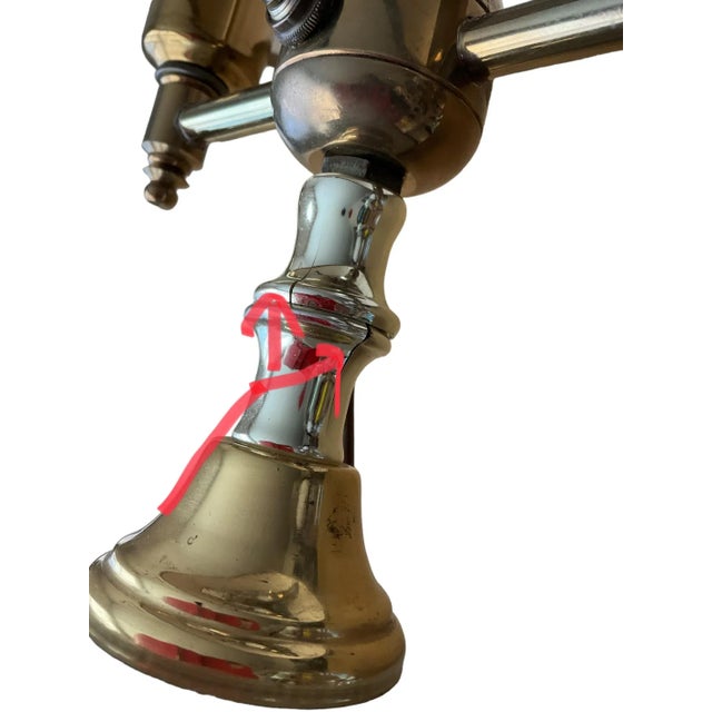 Mid-Century Modern Mid 20th Century Vintage Brass & Marble French Bouillotte 2 Ways Table Desk Lamp For Sale - Image 3 of 6