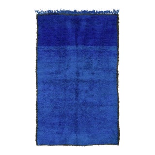 Vintage Moroccan Wool Rug in Indigo Blue by Rug & Kilim, 1950-1959 For Sale