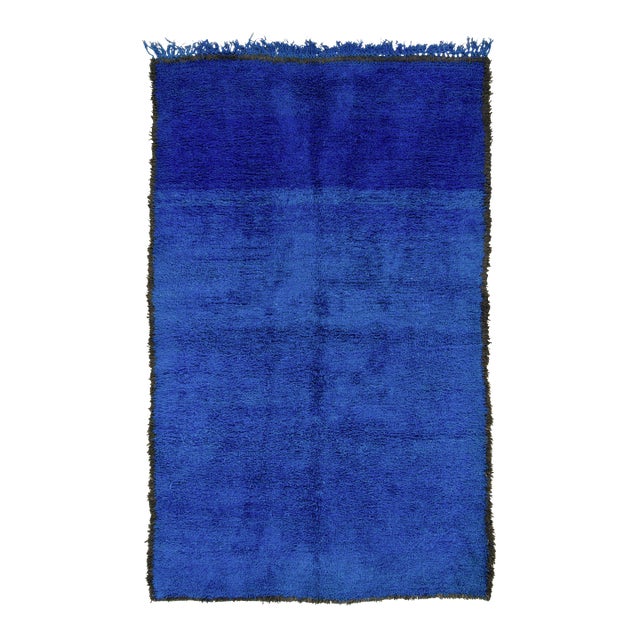Vintage Moroccan Wool Rug in Indigo Blue by Rug & Kilim, 1950-1959 For Sale