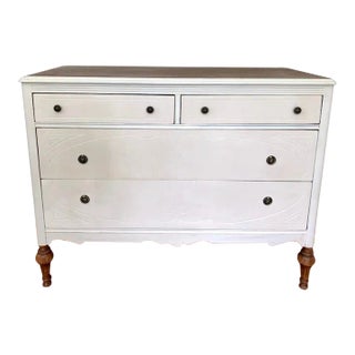 American Antique White Chest of Drawers Dresser With Legs For Sale