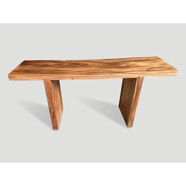 Andrianna Shamaris Minimalist Suar Wood Console Table For Sale - Image 4 of 5