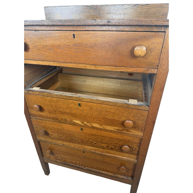 Early 20th Century Oak Five-Drawer Tall Chest of Drawers For Sale - Image 12 of 17