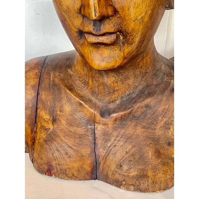 Pair Large Hand Carved Wood Figureheads, Italy For Sale - Image 9 of 13