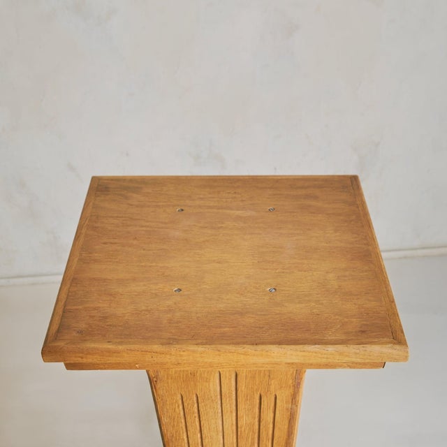 French Oak Pedestal with Stepped Base, 1940s For Sale - Image 4 of 10