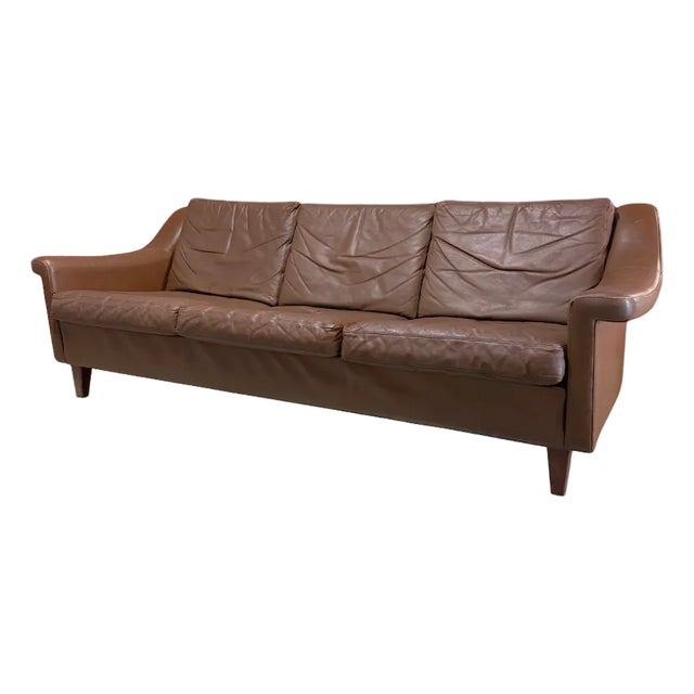 Mid 20th Century Danish Modern Leather Sofa For Sale