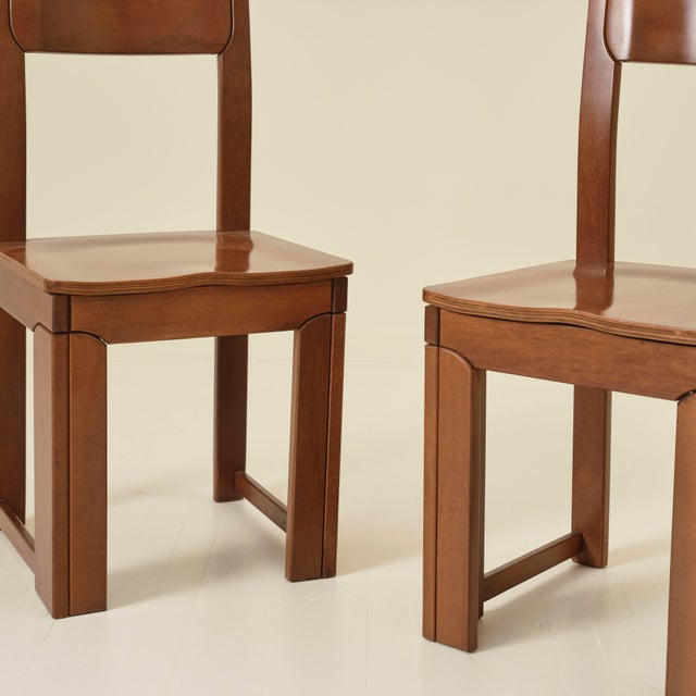 Wood Italian Modernist Dining Chairs, Set of 6, 1970s For Sale - Image 7 of 12