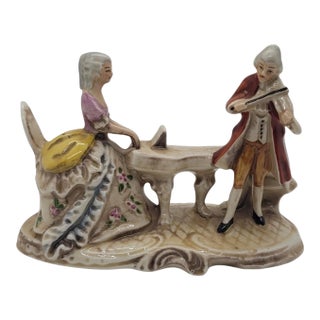 Vintage GDR East Germany Porcelain Figurine Musical Duo Violin Piano 11821 For Sale