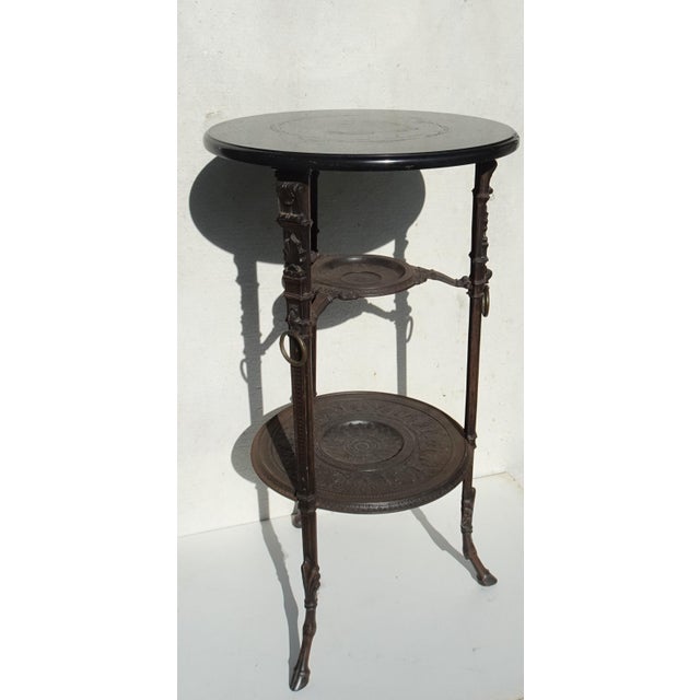 Antique Cast Iron Side Table with Black Marble Top by E.G. Zimmermann, Hanau, 1890s For Sale - Image 4 of 18