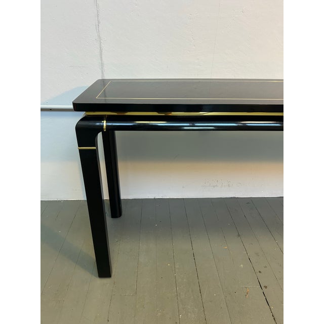John Stuart Mid Century Modern John Stuart Black Laquored Console Table Made in Spain For Sale - Image 4 of 10