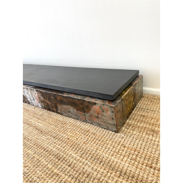 Vintage 1970s Paul Evan Brutal Patchwork Metal & Slate Floating Wall Console Shelf / Table For Sale - Image 17 of 18