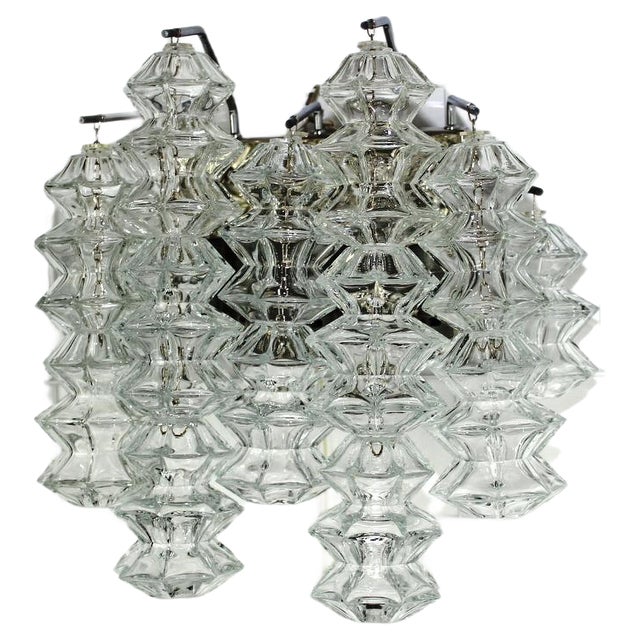 Large Chrome Pagoda Sconces by J. T. Kalmar, 1960s, Set of 2 For Sale