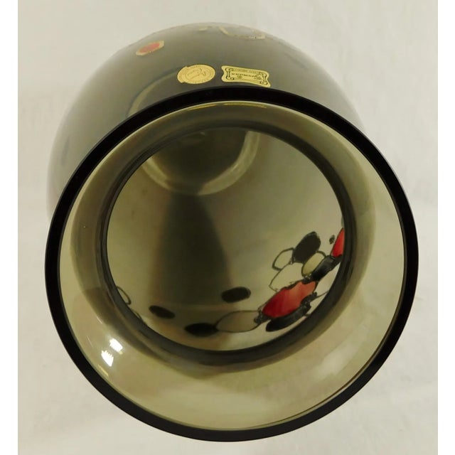 Brown Large Mid Century 16" Egermann Czech Republic Bohemia Crystal 24k Gold Trim Vase For Sale - Image 8 of 13