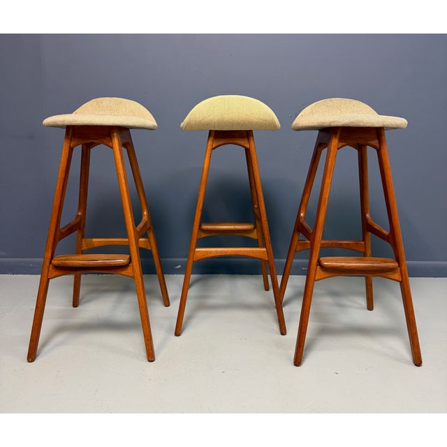 Trio of Model Od-61 Bar Stools by Erik Buch for o.d. Mobler, Denmark, C. 1960's For Sale In Philadelphia - Image 6 of 12