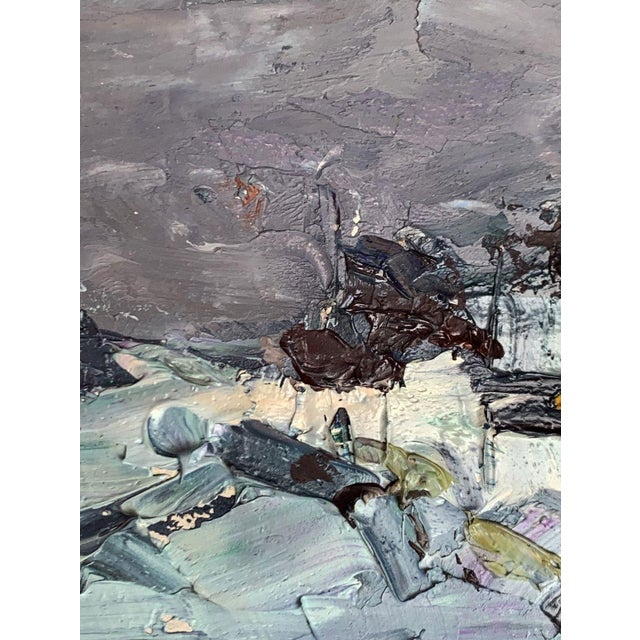 Gray Oil Painting Winter and Evening Alexander Cherednichenko For Sale - Image 8 of 12