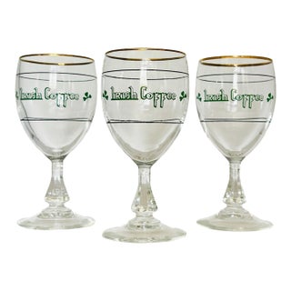 1950s Gold Trimmed Irish Coffee Goblets - Set of Three For Sale