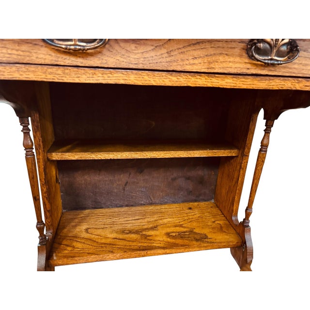 Antique Victorian Child’s Oak Roll Top Desk With Chair, Circa 1900 For Sale In Greensboro - Image 6 of 11