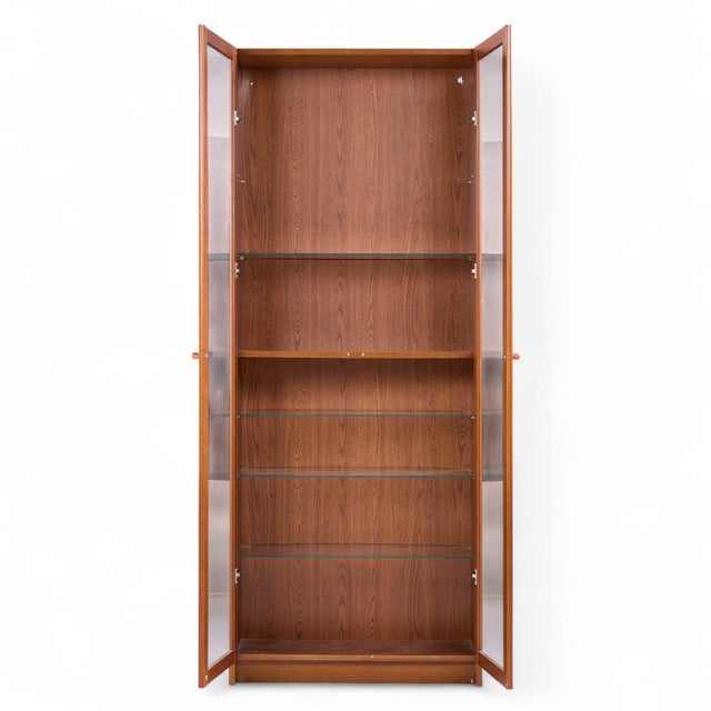 Mid Century Danish Teak Glass Door Display Cabinet For Sale In Chicago - Image 6 of 7