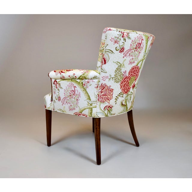 Wood Carved Mahogany Regency Style Lounge Accent Chair, Floral Upholstery, Usa, 1940's For Sale - Image 7 of 15